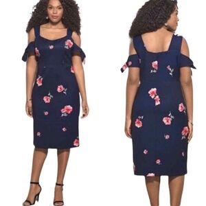 ASHLEY Graham Beyon Floral Off-Shoulder Retro Midi Shift Dress 8